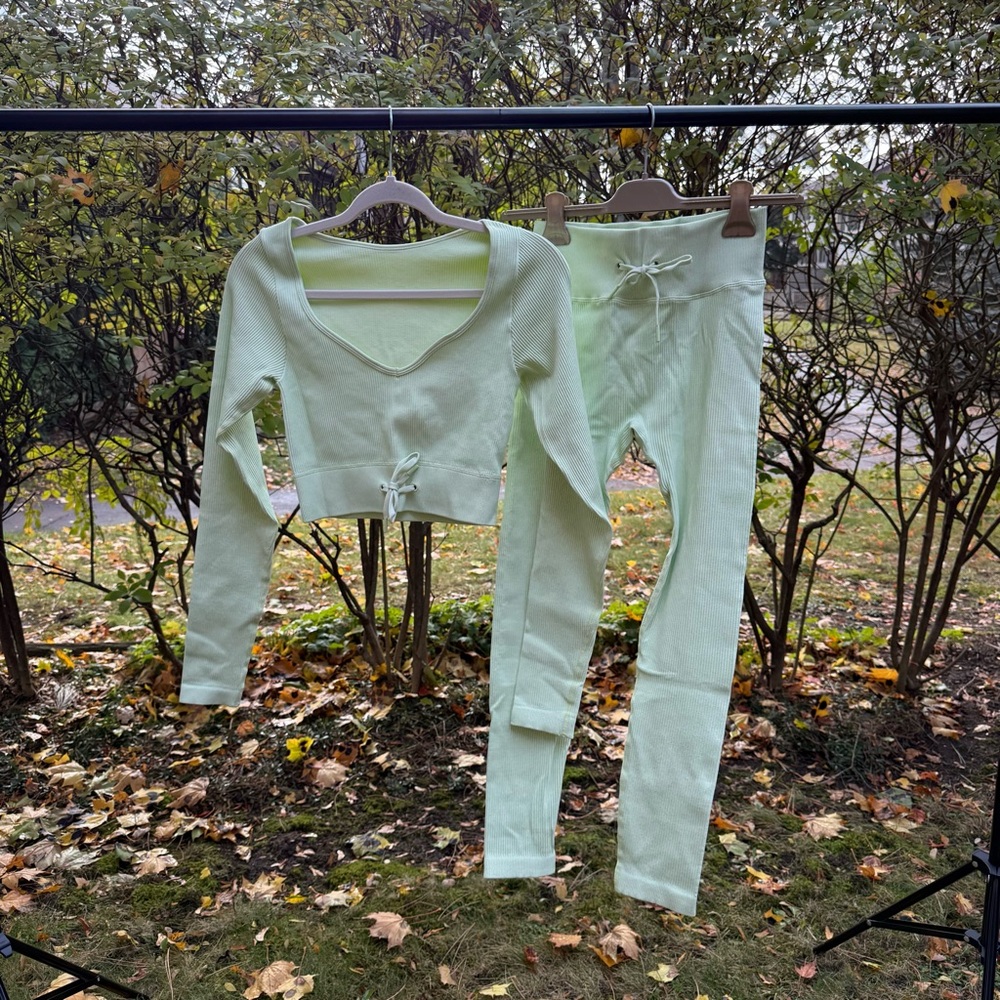 Mint Green Ribbed Activewear Set
